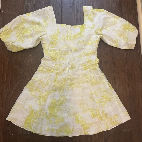 NWT NICHOLAS Yellow Toile Lydia Mini Dress Size 0 - Picture 2 of 8